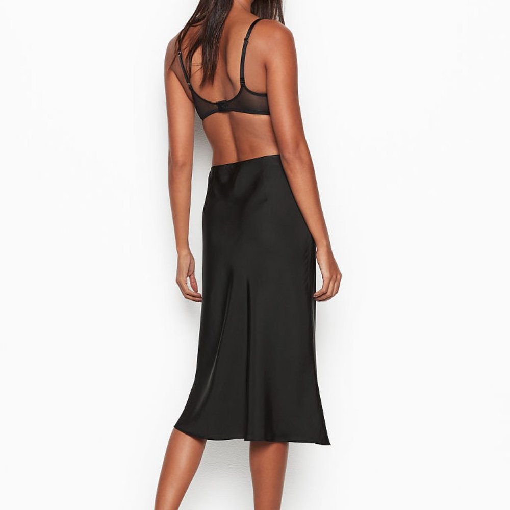 RARE Victoria's Secret Black Midi Slip Skirt NWT